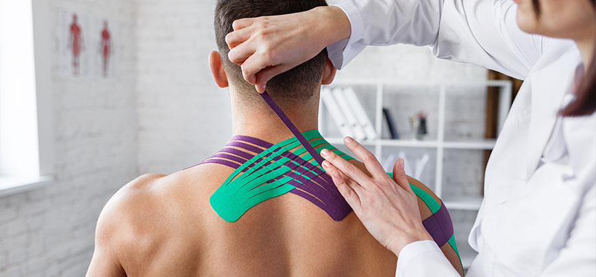 Patient receiving Kinesio Taping in Cupertino for pain relief